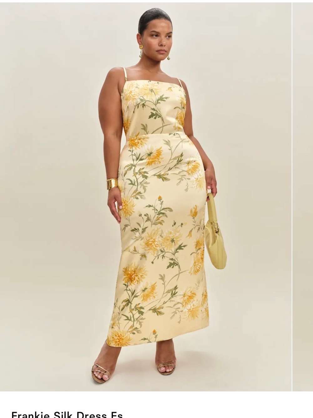 Reformation Yellow Floral Silk Maxi Dress